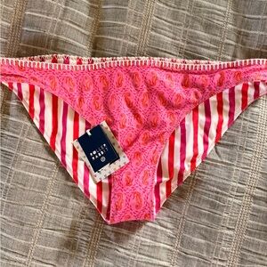 Roller Rabbit Pink Seahorse Paisley Bikini Bottoms with Red Accents
